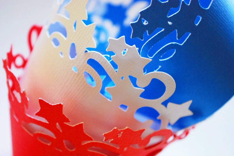 Stars Swirls Cupcake Wrappers In Your Choice of Color Qty 12 image 1