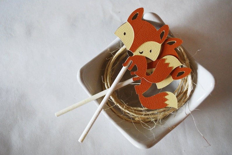 Woodland Fox Cupcake Toppers In Your Choice of Color Qty 12 By image 2