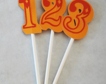 Vintage Circus number Cupcake Toppers Set of 12  By Your Little Cupcake