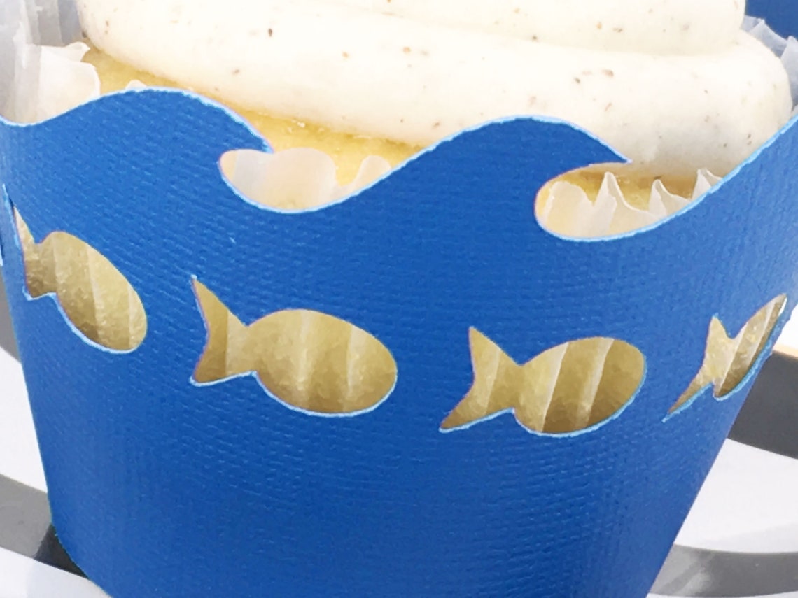 Fish and Ocean Wave Cupcake Wrappers In Your Choice of Color Etsy
