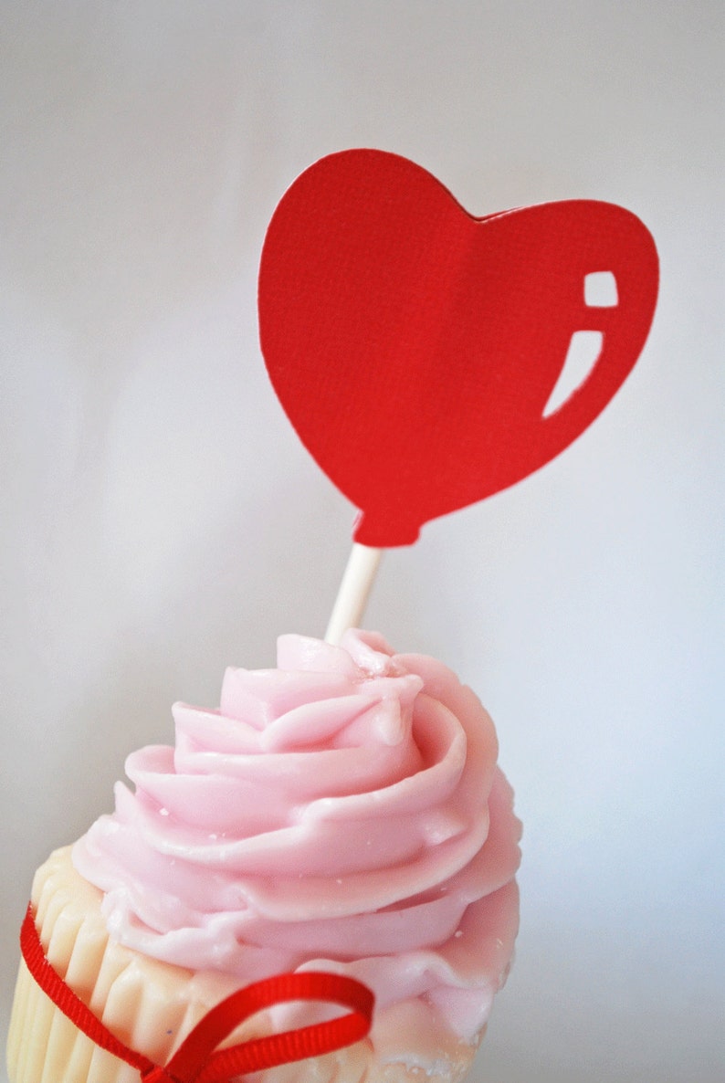 Burning Red Heart Cupcake Toppers Set of 12 By Your Little image 3