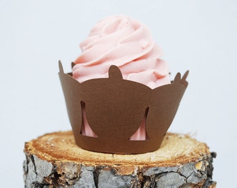 Autumn Acorn Cupcake Wrappers In Your Choice of Color Qty 12 By Your Little Cupcake