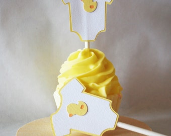 Baby Ducky Baby Body Suit Cupcake Toppers In Your Choice of Color Qty 12 By Your Little Cupcake