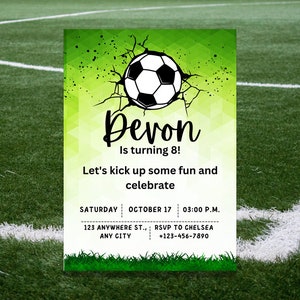 Green Soccer Digital Invitation Edit and Print at Home image 4