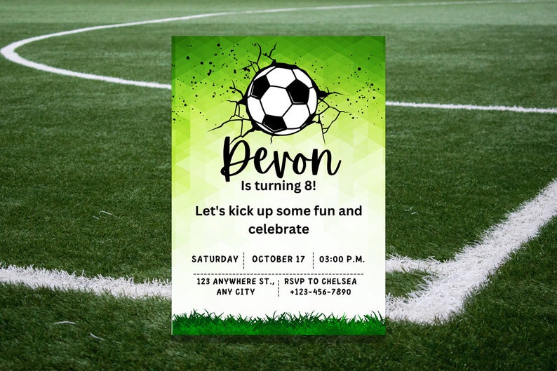 Green Soccer Digital Invitation Edit and Print at Home image 4