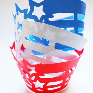 Stars and Stripes Cupcake Wrappers In Your Choice of Color Qty 12 By Your Little Cupcake