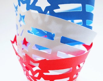 Stars and Stripes Cupcake Wrappers In Your Choice of Color Qty 12 By Your Little Cupcake