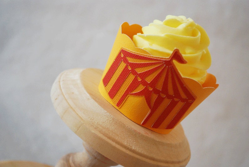 Vintage Circus Tent Cupcake Wrappers Set of 12  By Your Little image 0