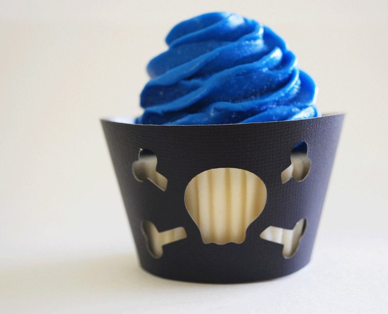 Skull and Cross Bones Cupcake Wrappers In Your Choice of Color image 1