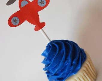 Airplane Cupcake Toppers In Your Choice of Color Qty 12 By Your Little Cupcake