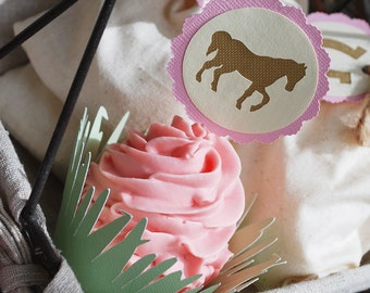 Vintage Pony Cupcake Toppers In Your Choice of Color Qty 12