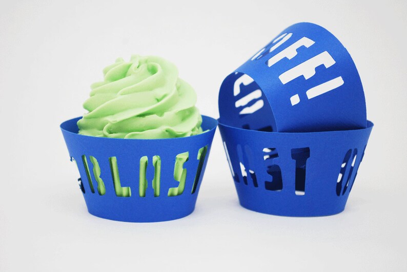 Blast Off Space Cupcake Wrappers  In Your Choice of Color Qty image 0