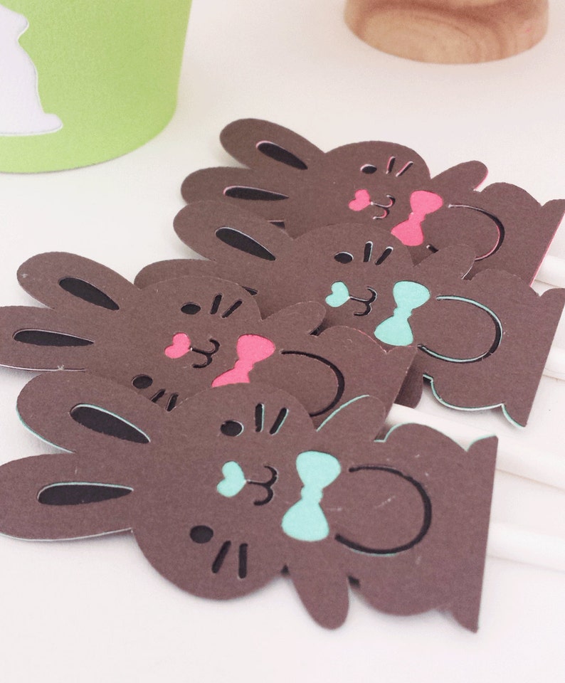 Chocolade Paashaas Cupcake Toppers Aantal 12 afbeelding 2