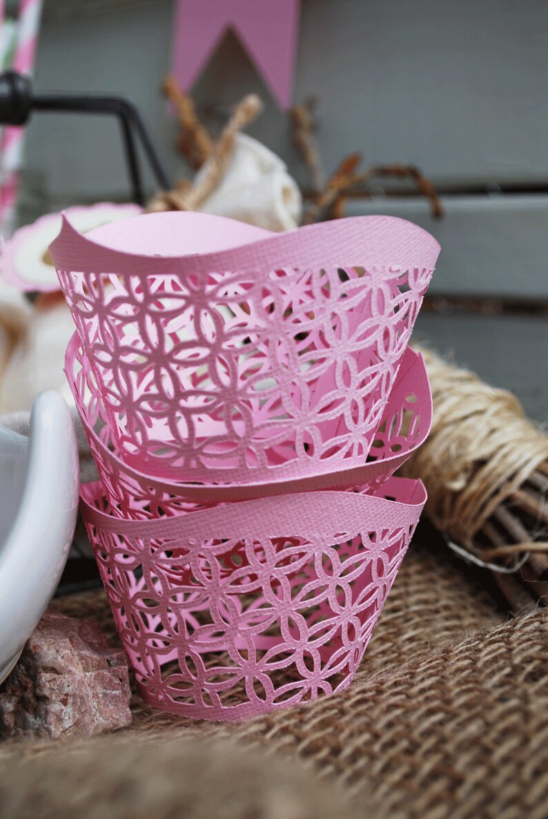 Lattice Cupcake Wrappers In your choice of color Qty 12 image 2