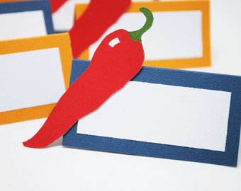 Chili Pepper Food Tags Place Holder Set of 12 Your Choice Of Color