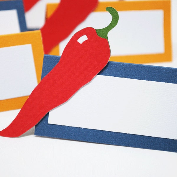 Chili Pepper Food Tags Place Holder Set of 12 Your Choice Of Color