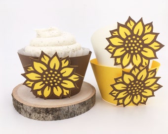 Sunflower Cupcake Wrappers Set of 12  By Your Little Cupcake