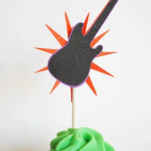 Guitar Cupcake Toppers In Your Choice of Color Qty 12 By Your Little Cupcake