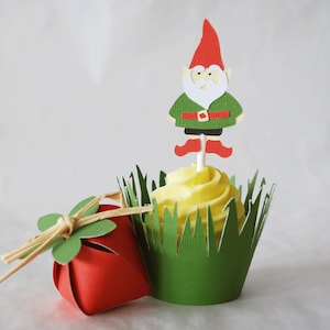 Gnome Cupcake Toppers In Your Choice of Color Qty 12 By Your Little Cupcake image 1