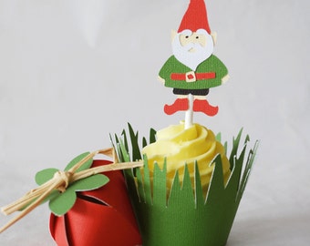 Gnome Cupcake Toppers In Your Choice of Color Qty 12 By Your Little Cupcake