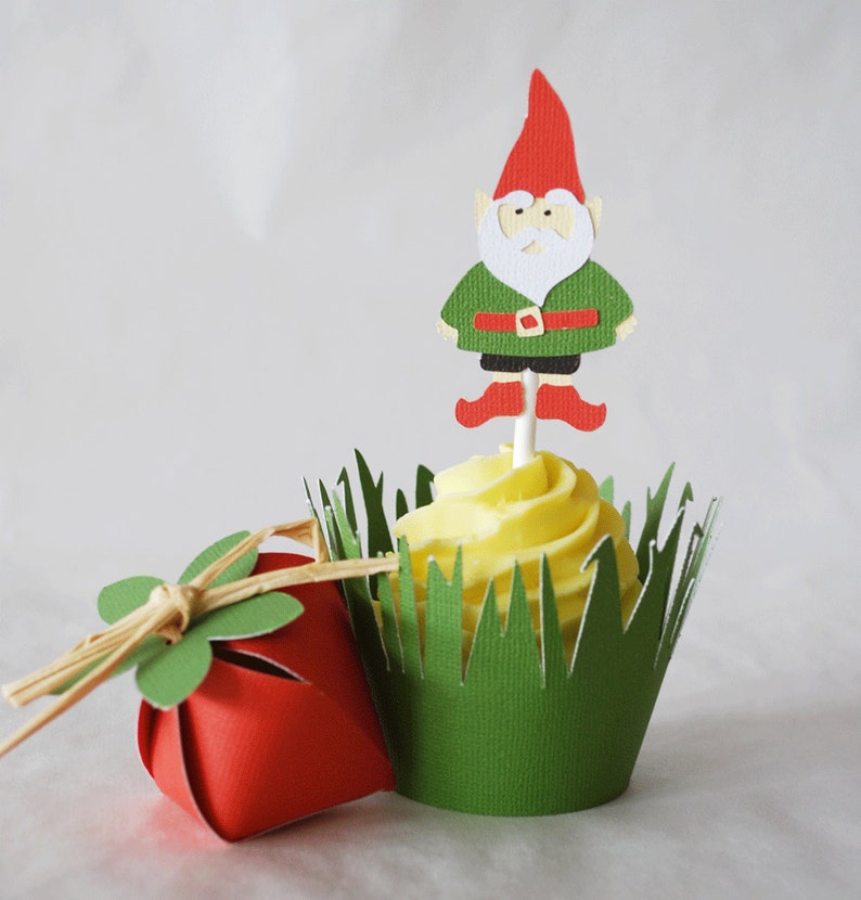 Gnome Cupcake Toppers In Your Choice of Color Qty 12 By Your Little Cupcake image 1