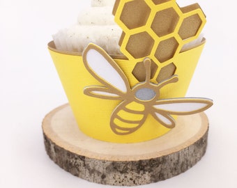 Honey Bee Cupcake Wrappers Set of 12  By Your Little Cupcake