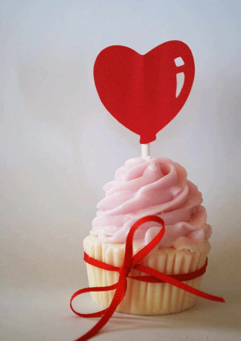Burning Red Heart Cupcake Toppers Set of 12 By Your Little image 1