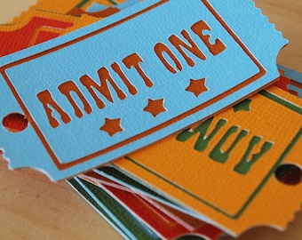 Circus Admit One Hang Tags In Your Choice of Color Qty 6 By Your Little Cupcake