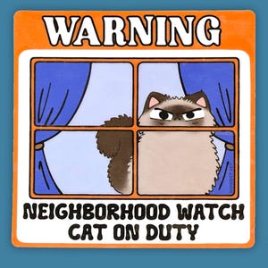 Neighborhood Watch Cat HIMALAYAN KITTY Window Cling window ragdoll gift for cat lover static cling | gift for long hair siamese cat
