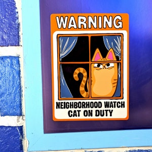 Neighborhood Watch Cat ORANGE TABBY Window Cling window kitty gift for cat lover static cling