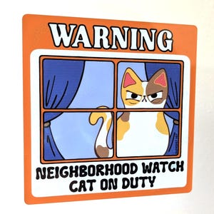 Neighborhood Watch Cat CALICO Window Cling window kitty gift for cat lover static cling | cute gift for calico cat lover