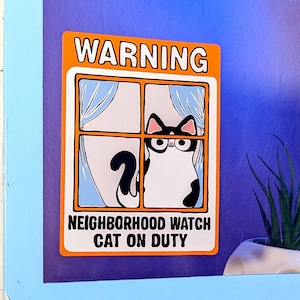 Neighborhood Watch Cat COW CAT Window Cling window kitty gift for cat lover static cling