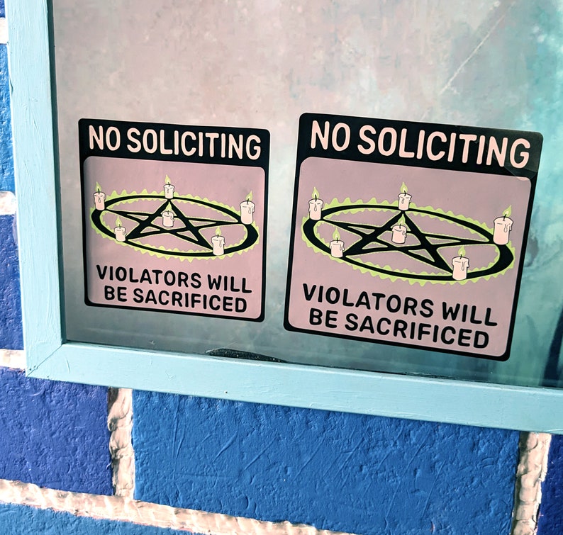No Soliciting Sign Window Cling Goth violators Will Be - Etsy