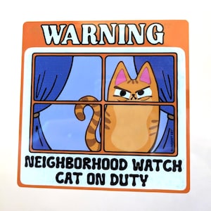 Autocollant statique pour fenêtre chat ORANGE TABBY pour montre de quartier | Cadeau amusant pour les amoureux des chats oranges