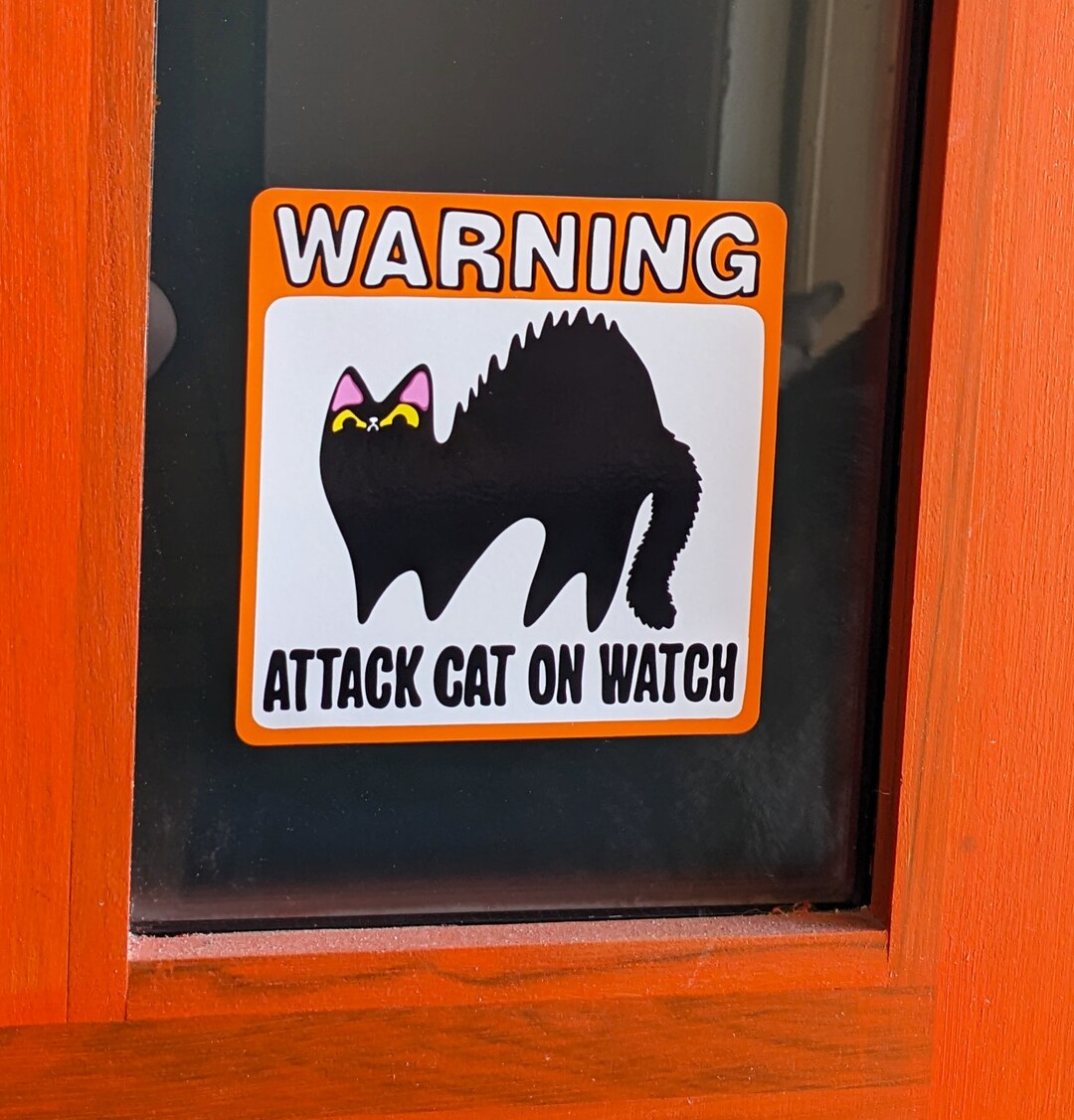 ATTACK Cat Watch Cat Window Cling Neighborhood Watch | Kitty Gift for ...