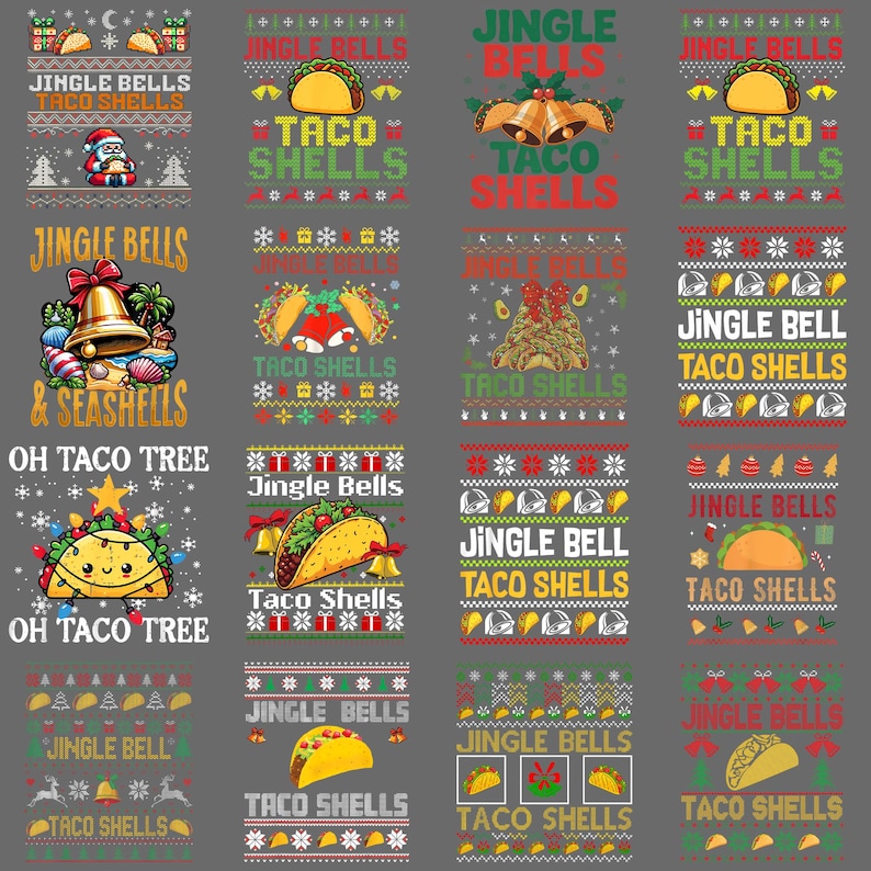 Jingle Bells Taco Shells Christmas PNG – Funny Mexican Food Holiday ...