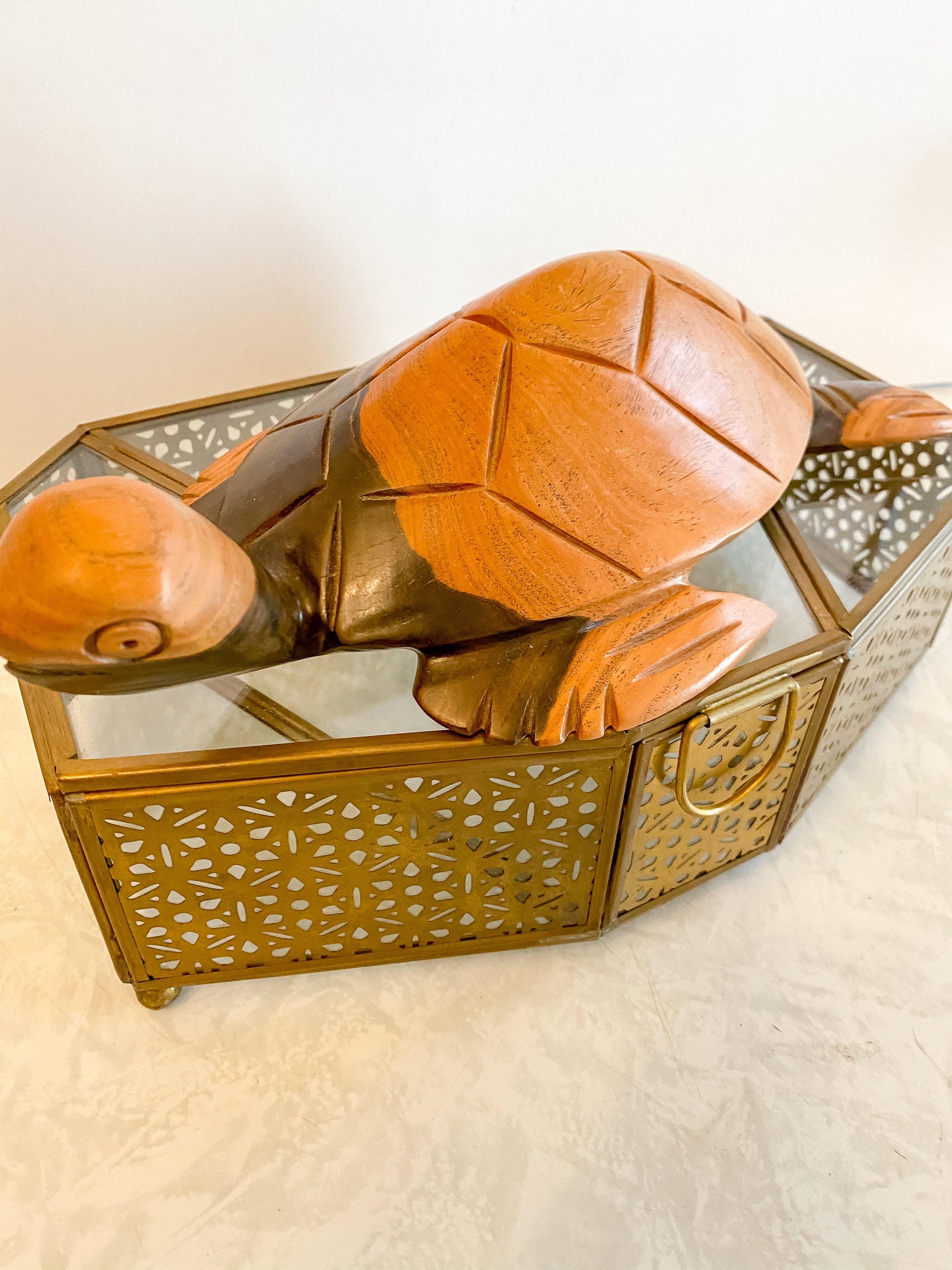 VTG Midcentury Escultura de tortuga de madera | Etsy