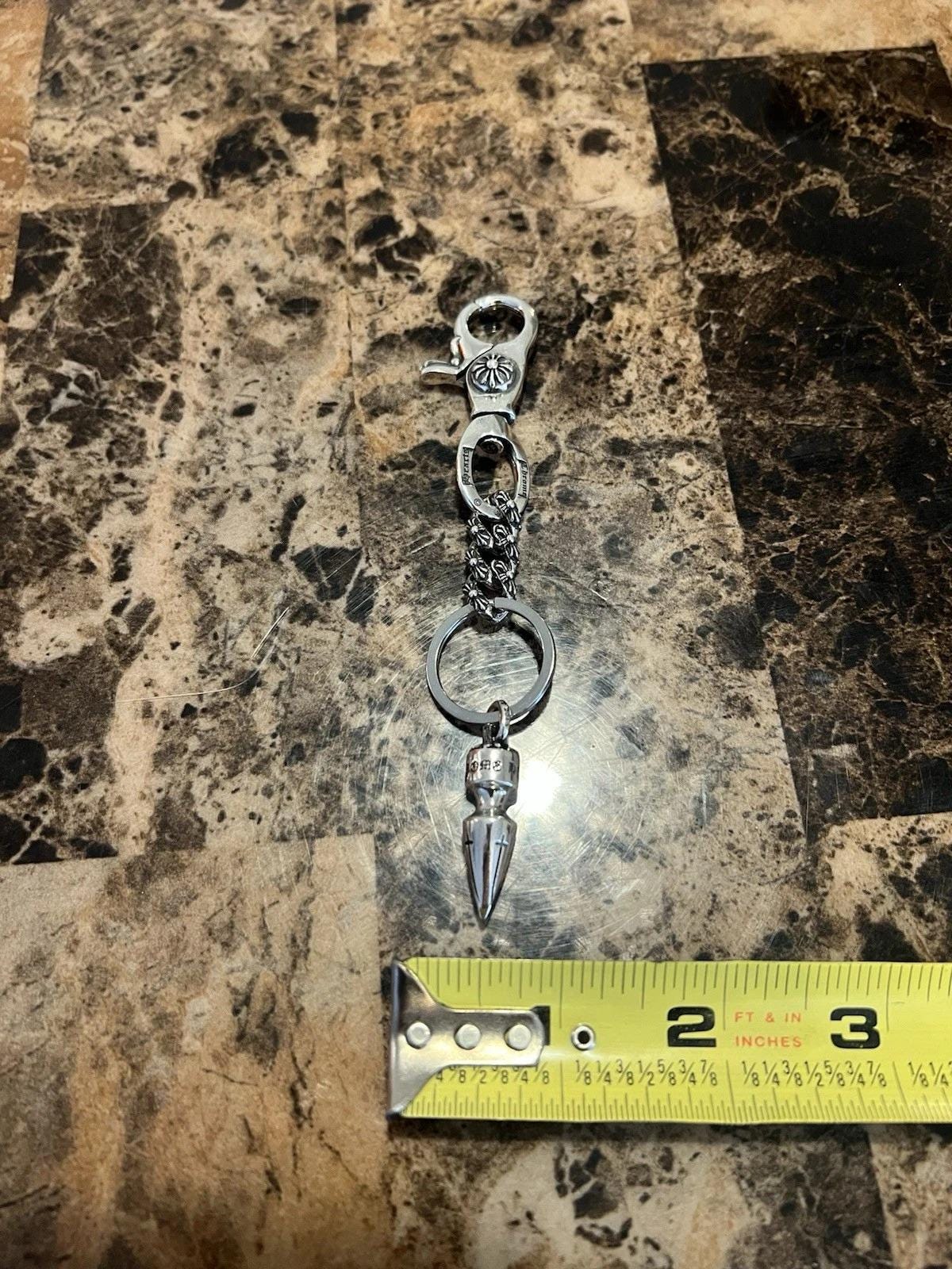 Chrome Hearts Spike Keychain Cuban Link 925 Silver Lobster Clasp