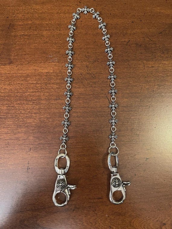 CHROME HEARTS Wallet Chain 925 Silver Double Clasp Circle Star
