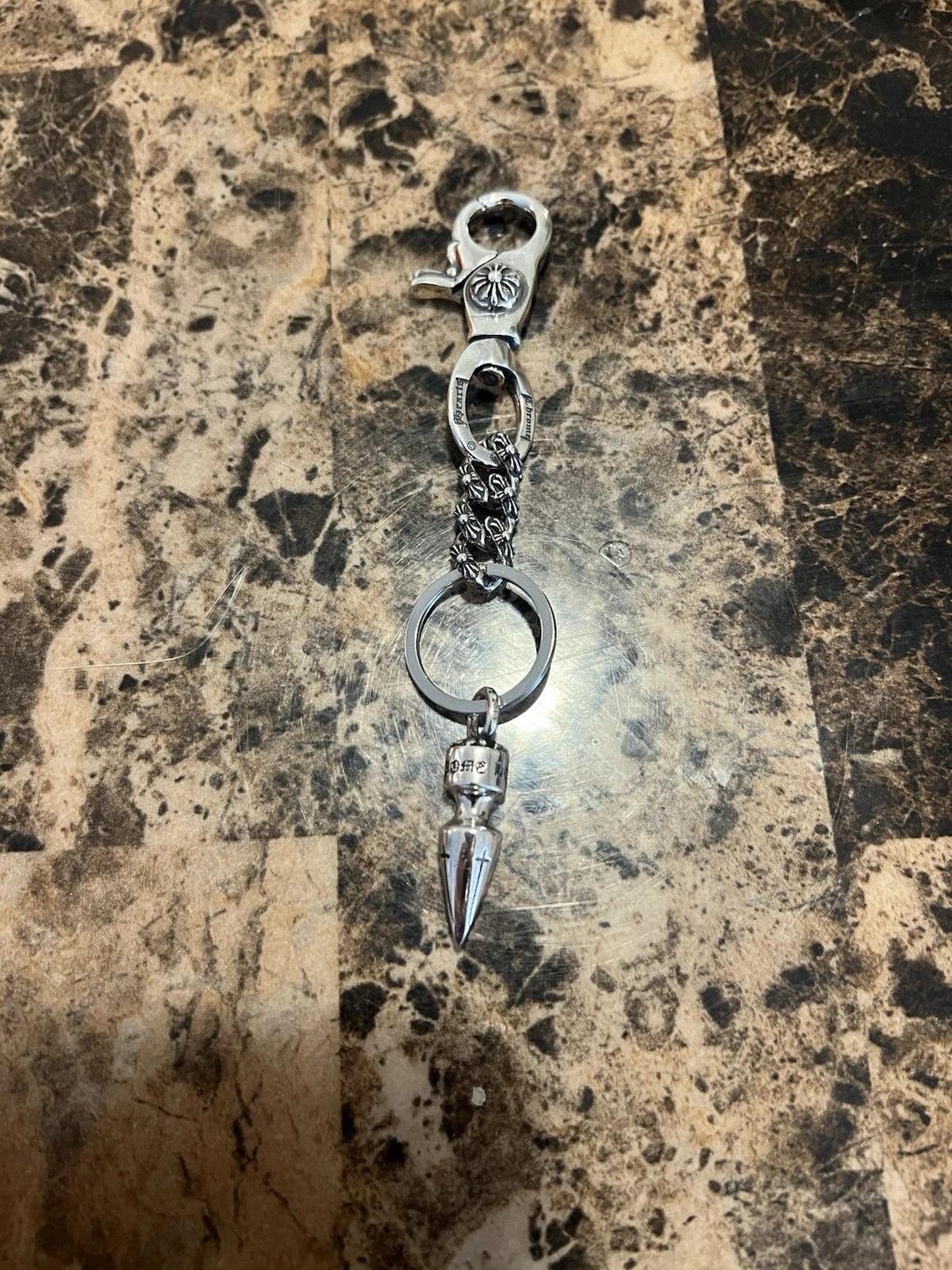 Chrome Hearts Spike Keychain Cuban Link 925 Silver Lobster Clasp