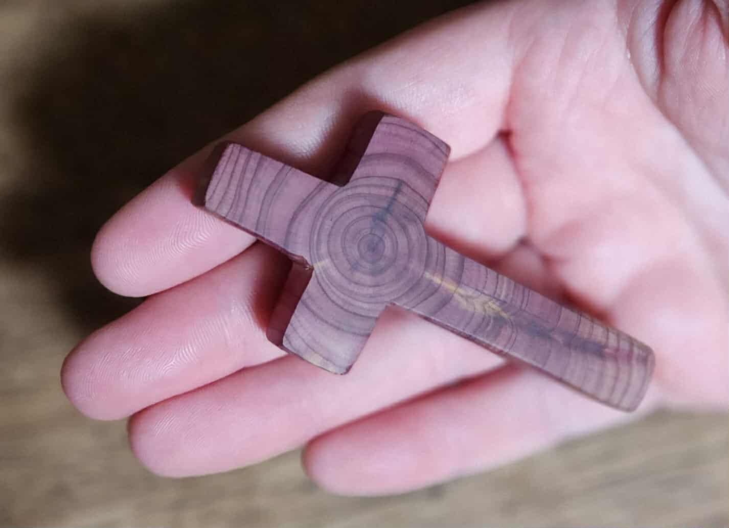 Hand Carved Cedar Wood Pocket Cross Etsy