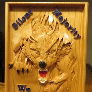 Silent Majority We Vote - 3 Dimensional Engraved Hand Crafted Cherry Wood Wall Art Gift - 9&quot; x 6.75&quot; x 0.9&quot; Hand Crafted Ohio USA Item 5460
