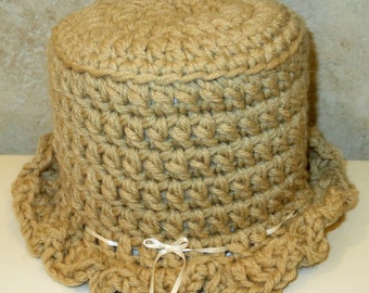 Toilet Tissue Topper - Beige Paper Cover - Bathroom Decor - Picnic Bachelor Party Hostess - Designed Crocheted in USA Item 5957