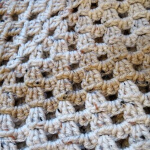 New Poncho - Beige and Tan Hand Crochet Preteen to Adult - Points Front and Back or Wrist to Wrist - Designed Hand Made in USA