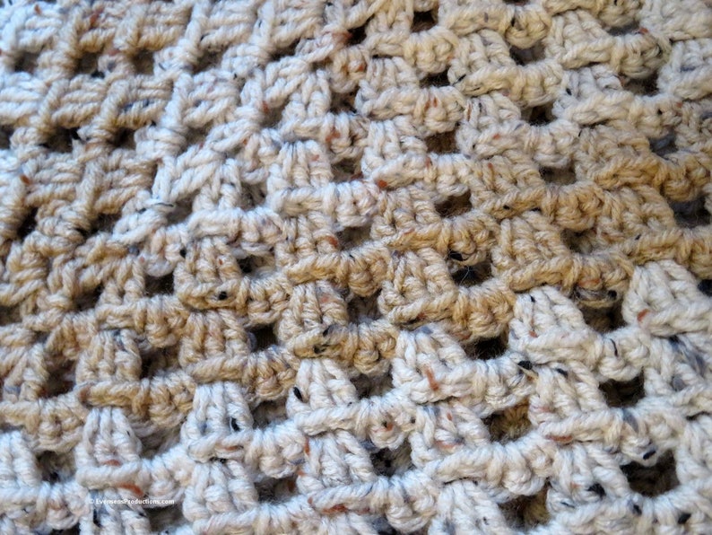 New Poncho - Beige and Tan Hand Crochet Preteen to Adult - Points Front and Back or Wrist to Wrist - Designed Hand Made in USA