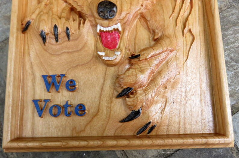 Silent Majority We Vote - 3 Dimensional Engraved Hand Crafted Cherry Wood Wall Art - 9" x 6.75" x 0.9" Hand Crafted Ohio USA