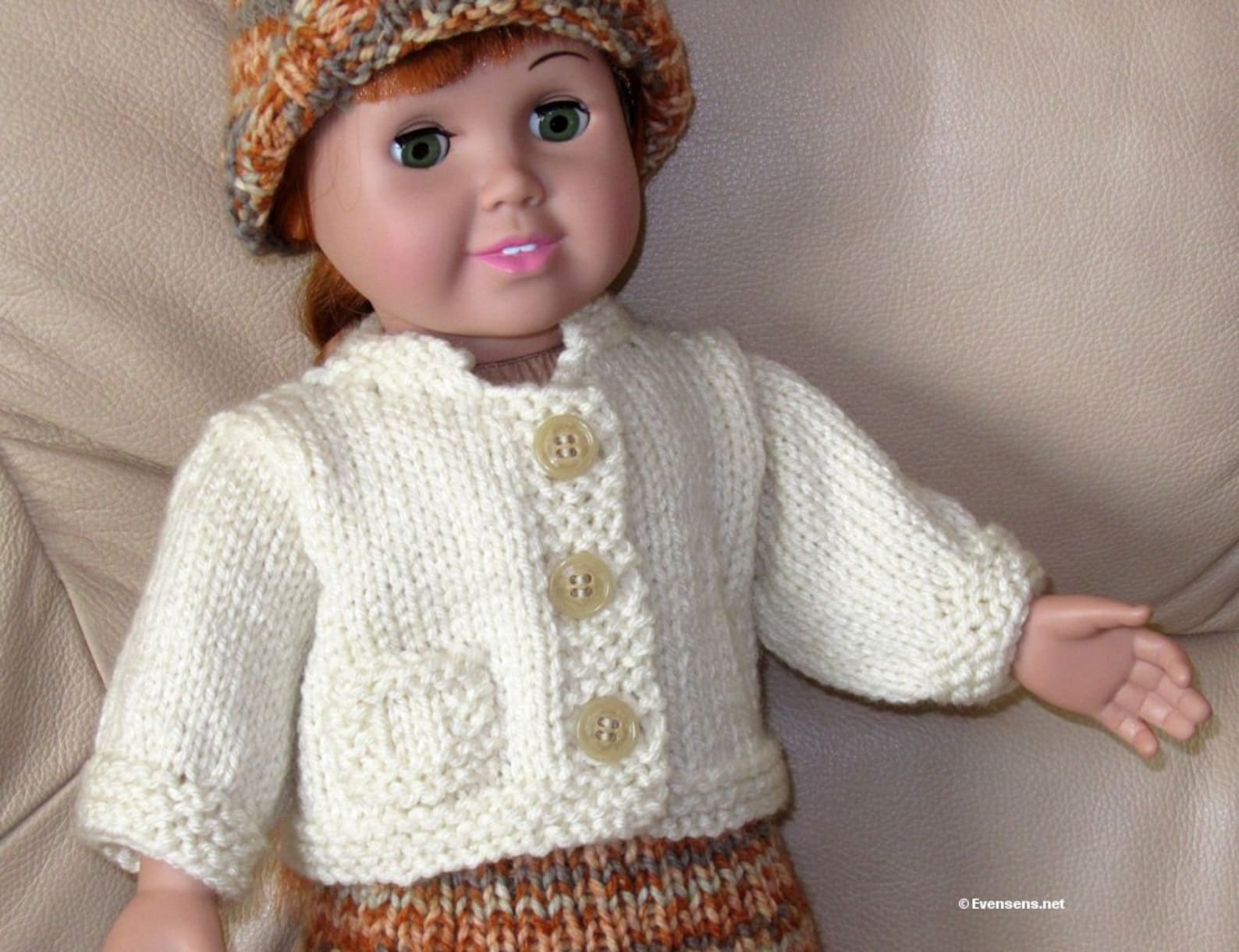 18 Inch Doll Knit Pattern Cardigan Skirt Hat Easy DIY Knit Etsy