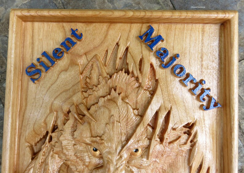 Silent Majority We Vote - 3 Dimensional Engraved Hand Crafted Cherry Wood Wall Art - 9" x 6.75" x 0.9" Hand Crafted Ohio USA