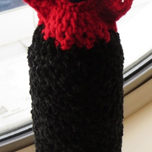 Wine Bottle Cover - Dress and Hat - Red and Black - Bottle Cozy Gift Bag Party Favor, Cincinnati Wedding Decor - Hand Made USA