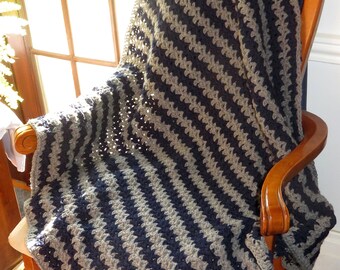 New Lap Blanket - The Blue and The Gray Crochet Reading Chair Car Wheelchair - 39" x 37" - Designed Hand Made USA Item 5933